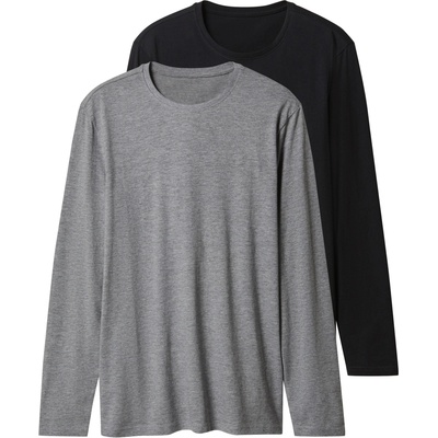 Esmara Men pánské triko s dlouhými rukávy 2 kusy černá šedá