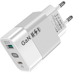 Techsuit Зарядно устройство Priza GaN, USB, Type-C, 65W - (CHPD131) - Бяло (KF2328105)