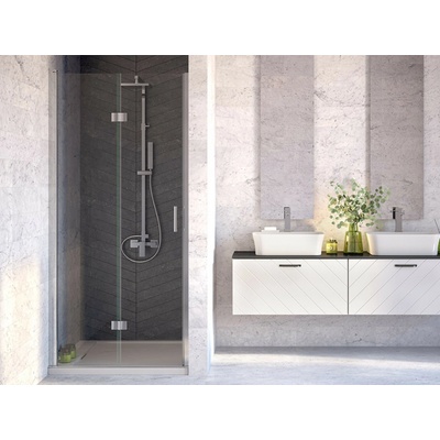 BESCO EXO-H Chrom/Leštěný hliník (ALU), Pevná stěna - Bez pevné stěny 100 cmx 190 cm, Univerzální Levé / Pravé Čir