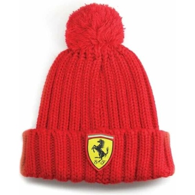 Dětská zimní čepice s bambulí Ferrari s logem