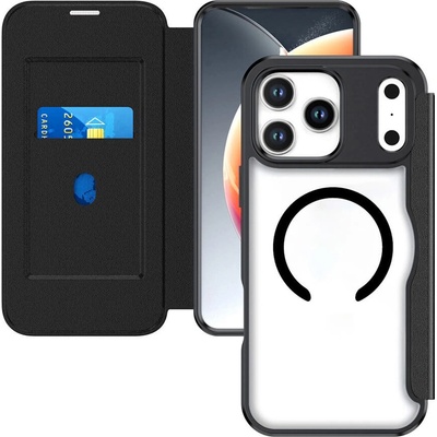 4smarts Кожен калъф, тип портфейл с отделение за кр. карти и Magsafe поддръжка за iPhone 17 Pro Max - 4smarts Urban Pro Flipcase, Qi2 ready (черен) (541777)