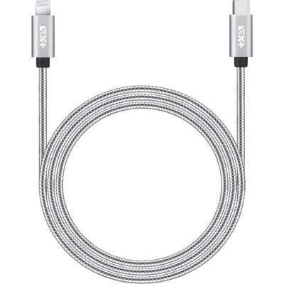 Метален кабел usb-c към lightning 1.2 m от next one - сребрист (k-lght-usbc-met-sl)