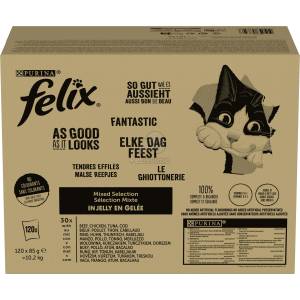 FELIX Felix Fantastic пауч в желе - говеждо, пилешко, риба тон, треска 2 x
