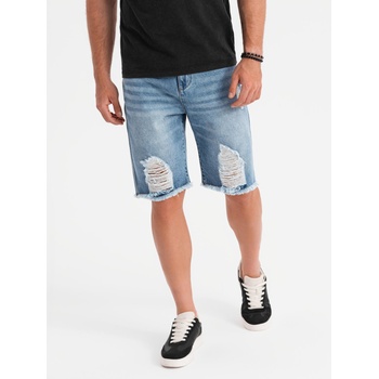 Ombre Clothing Мъжки къси дънкови шорти с дупки и разкъсвания - светло сини Ombre Clothing | Sin | МЪЖЕ | S