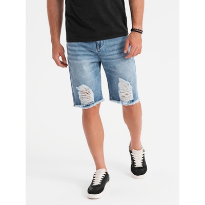 Ombre Clothing Мъжки къси дънкови шорти с дупки и разкъсвания - светло сини Ombre Clothing | Sin | МЪЖЕ | S