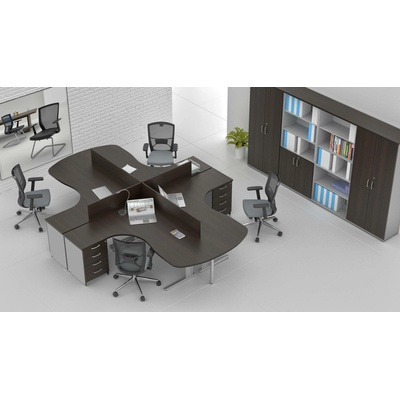 NABYTEK-DESIGNOVY.CZ - ZEP 4.12P 07 Sestava kancelářského nábytku Komfort 4.12 kaštan/šedá