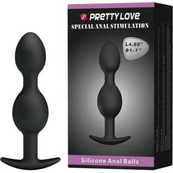 Image 1 of Pretty Love Silicone Anal Balls 4.92 Inch Black