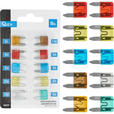 Sada Mini Pojistek do Automobilů 10 ks – Geko G02937