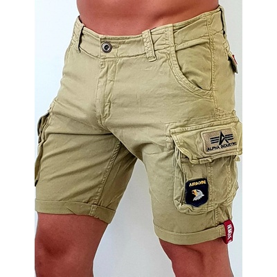 Alpha Industries Crew short Patch Sand pánske šortky hnedá piesková