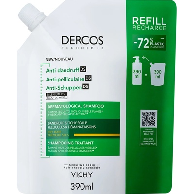 Vichy Dercos šampón proti lupům se seleniem pro suché vlasy náhradní náplň 390 ml