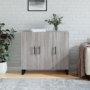 vidaXL Сайдборд, Сив сонома, 90x34x80 см, инженерно дърво (828138)