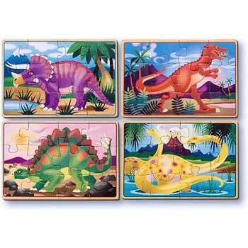 Image 1 of Melissa & Doug Дървен пъзел Melissa and Doug 4 в 1 Динозаври