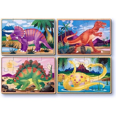 Melissa & Doug Дървен пъзел Melissa and Doug 4 в 1 Динозаври