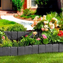 Garden King Záhradný plastový obrubník s imitáciou kameňa 10 ks, 25 x 23 x 13 cm 2 sady