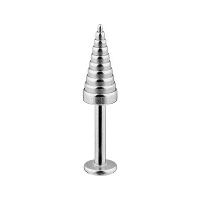 Šperky eshop labret z chirurgické oceli vroubkovaný kužel stříbrné barvy tloušťka W34.34