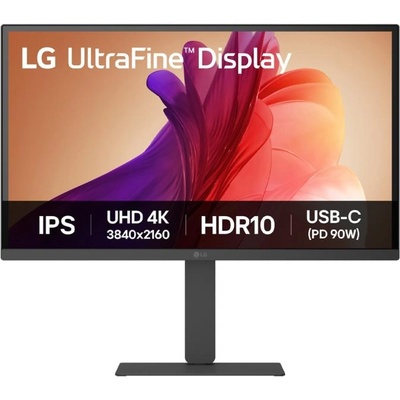 Монитор LG 27U730A-B, 27" UltraFine UHD, IPS 4K , 5ms, 1000: 1, 300cd/m2, 3840 x 2160, DCI-P3 90%, HDR 10, HDMI, USB-C, PD- 90 W, DisplayPort, Reader mode, Dynamic Action Sync, Tilt, Height (Range (27U730A-B)