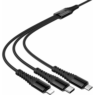 Hoco X123 3v1 USB C USB A na Lightning + USB C + Micro USB Hoco 1m černý