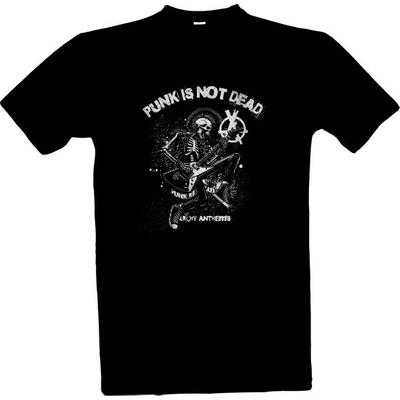 Tričko s potiskem punk is not dead pánské černá
