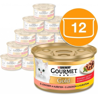 Gourmet Gold Cat losos & kura kúsky šťava 12 x 85 g