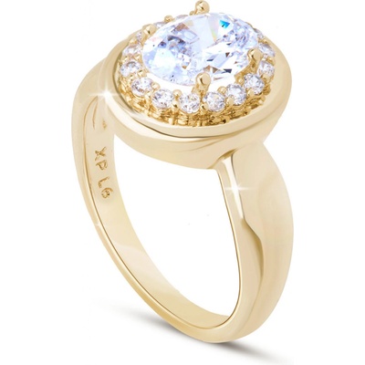 Biju Pozlacený prsten ovál se zirkony 4000449