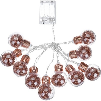 ACA Lighting LED vianočné girlanda žiarovky v medené farbe teplá biela 2xAA 160 cm