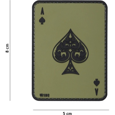 Gumová nášivka 101 Inc Ace of Spades - olivová
