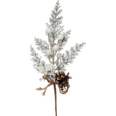 Ozdoba zapichovacia tuja+šiška+bobule zasnežené 31 cm