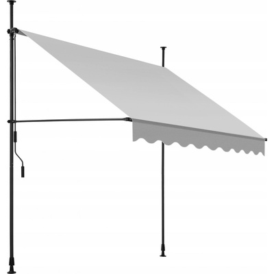 Tectake Upínací markýza s ruční klikou, výškově nastavitelná 200 x 180 cm, světle šedá