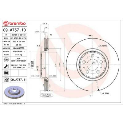 Brzdový kotúč BREMBO PRIME LINE - UV Coated 09.A757.11