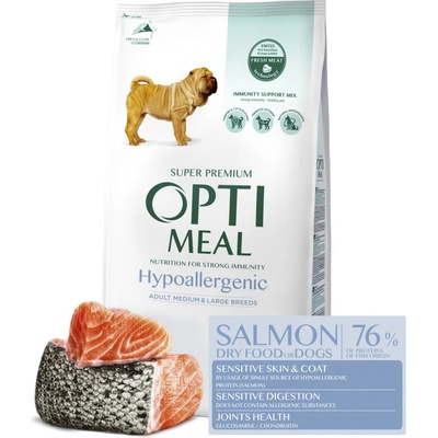 Optimeal Hypoalergénne, pre dospelých psov stredných a veľkých plemien losos 1,5 kg