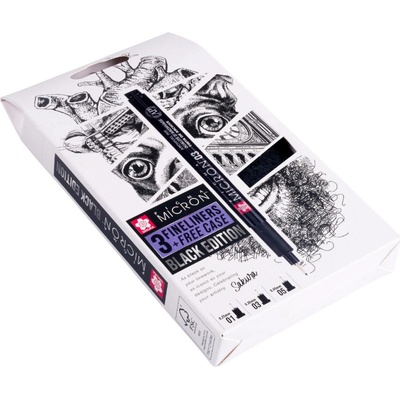 Sada 3ks fixů linerů a pouzdra Pigma Micron Black Sakura