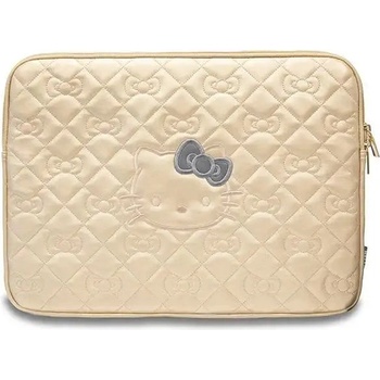 Hello Kitty Чанта за лаптоп Hello Kitty Zip PU Quilted Bows, 14", златиста (3666339190378)