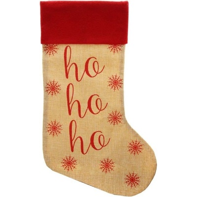 Punčocha vánoční 46cm HO HO HO přírodní/červená