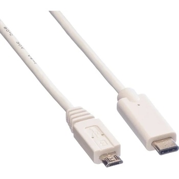 Roline Кабел Roline 11.99. 9020, USB 2.0 type micro B към USB type C, 1m, бял