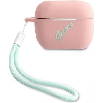 Apple Силиконов калъф кейс Guess GUACAPLSVSPG cover pink green Silicone Vintage за Apple AirPods Pro