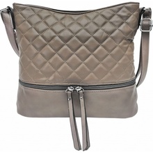 Šedohnědá crossbody kabelka s koso vzorem