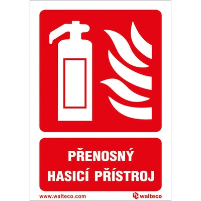Walteco Prenosný hasiaci prístroj vč. textu 40x100mm, samolepka Množstvo: 1 ks , 20001