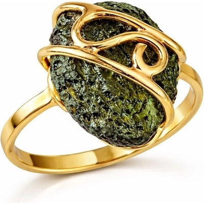Vltavín Moldavite Zlatý prsten s vltavínem P27 0015