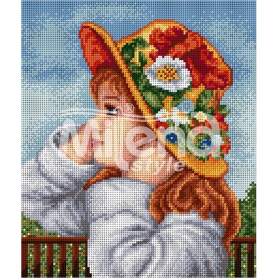 Milena Style Момиче с шапка - гоблен със схема конци dmc 1: 4