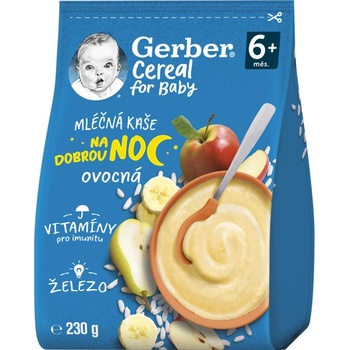 Gerber Cereal for Baby Mléčná kaše na dobrou noc ovocná 230 g