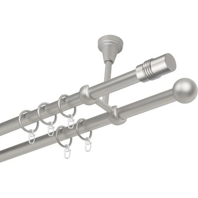 OK-GarnýžeCZ - Garnýže kovová dvouřadá 19mm Cylinder satina 420 cm do stropu / kroužky s háčkem