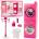 LEAN Toys Laundry Set For Dolls Washing Machine Dryer Hanger Basket Pink