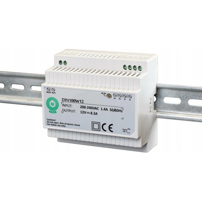 LED zdroj na DIN lištu POS DIN100W12 | 12V 8,3A 100W
