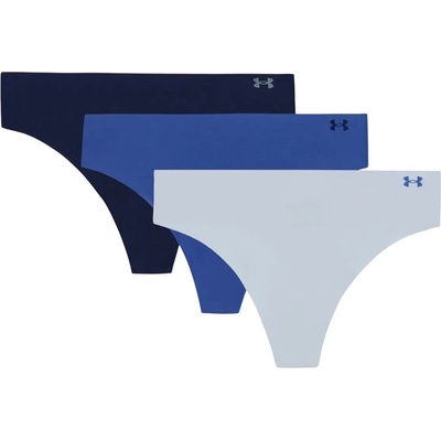 Under Armour Pure Stretch No Show Thong 3 Pack Blue Calm