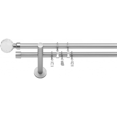 Dekodum Dvouřadá moderní garnýž Belluna 19 mm matný chrom 280 cm