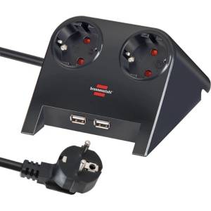 brennenstuhl Разклонител Desktop Power 2x 2P+E Шуко и 2x USB A зареждане 2100mA с кабел 1.8m Черен - Brennenstuhl Desktop Power BS1153500222 (BS1153500222)