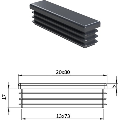 Krytka plastová 20 x 80 mm