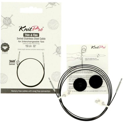 Knitpro Thin & Flex otočná černá lanka na jehlice 94 cm – Sleviste.cz