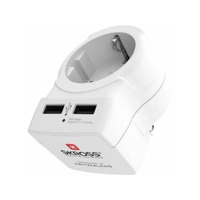 Адаптер SKROSS Europe to USA 1500280, 100 V - 250 V, 15 A, 2 x USB / 5 V, 2.4 A, Бял, SKROSS-1500281