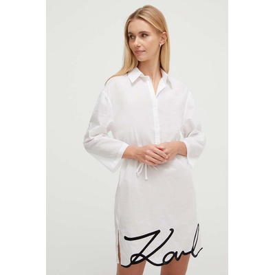 KARL LAGERFELD Памучна рокля Karl Lagerfeld в бяло (240W2205)